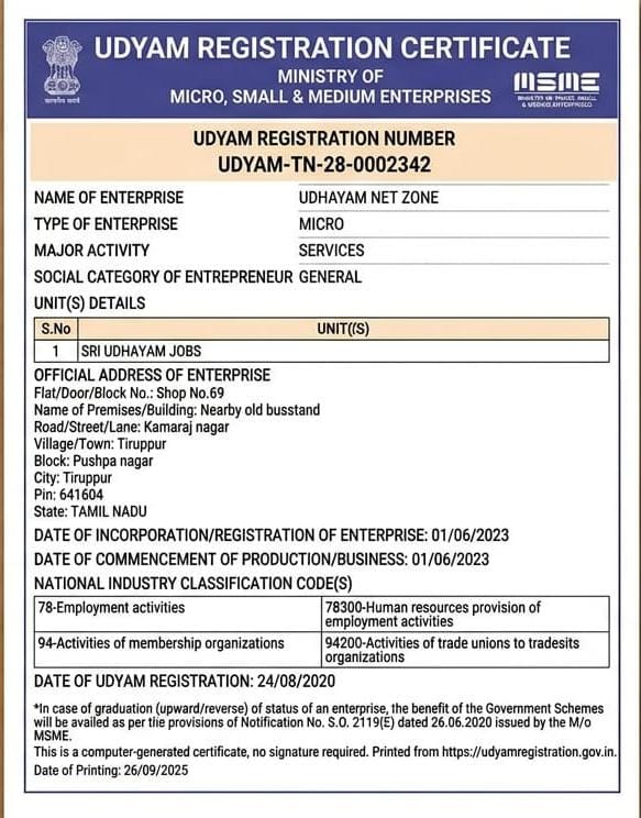 Registration Certificate